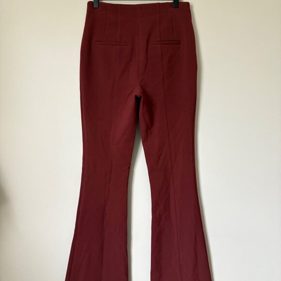 Veronica Beard Azariah Stretch Crepe Flare-Leg High-Rise Trousers Pants 6 Maroon - Picture 12 of 13